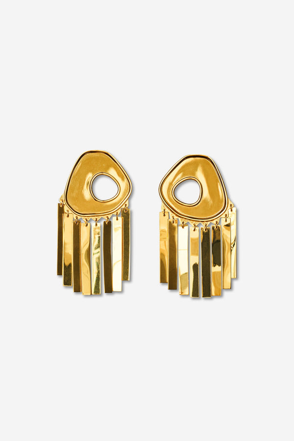 Jo Riis-Hansen Fringe Gold Plated Earring - 24K Plated 925 Sterling Silver